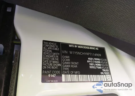 2023 Mercedes-Benz Sprinter 3500 High Roof 4-Cyl Diesel Ho from USA, damaged, VIN W1Y5NCHY9PT114909